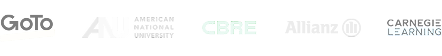Company logos including GoTo, ANU, CBRE, Allianz, and Carnegie Learning